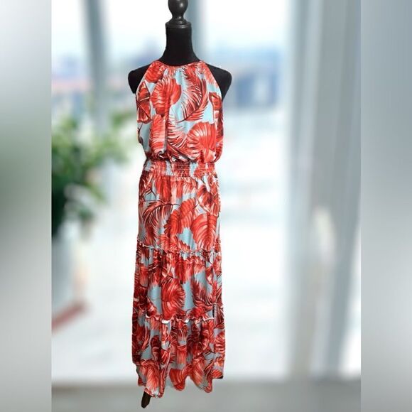 VICI MAISON TARA Tropical Halter Tiered Max Dress Size 16 - Picture 10 of 15